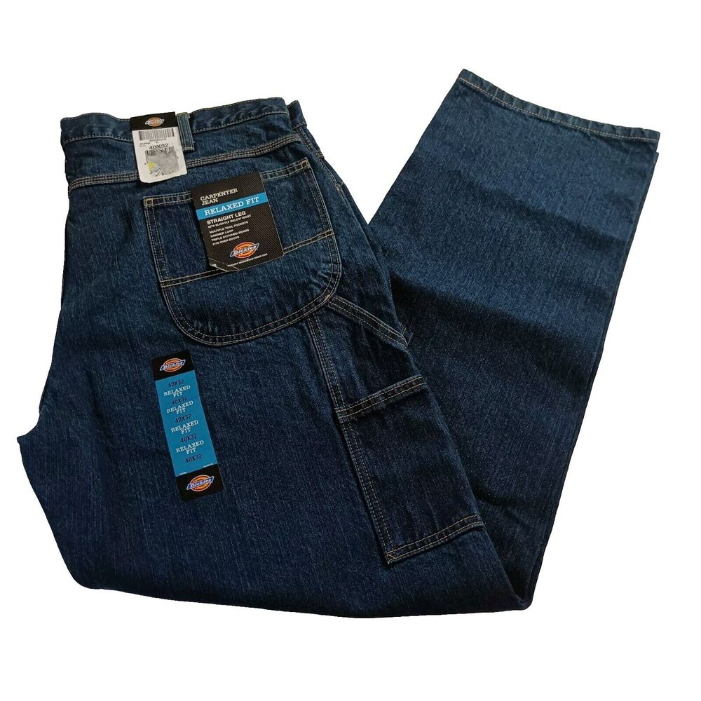 Dickies Carpenter Jeans Men's 40x32‎ Blue Relaxed Fit Straight Leg Denim Work